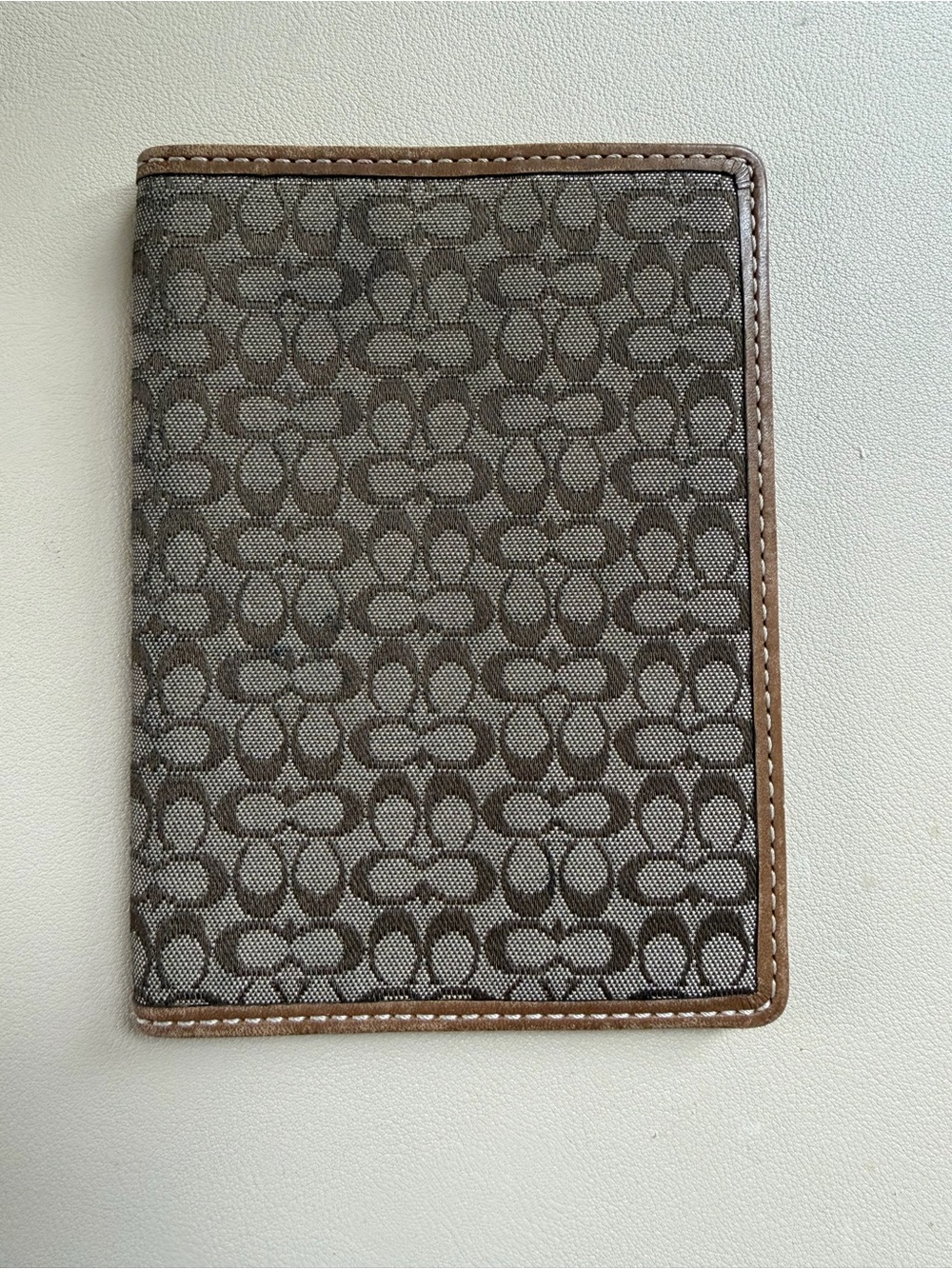 Coach Signature Canvas Brown and Tan Passport Wallet